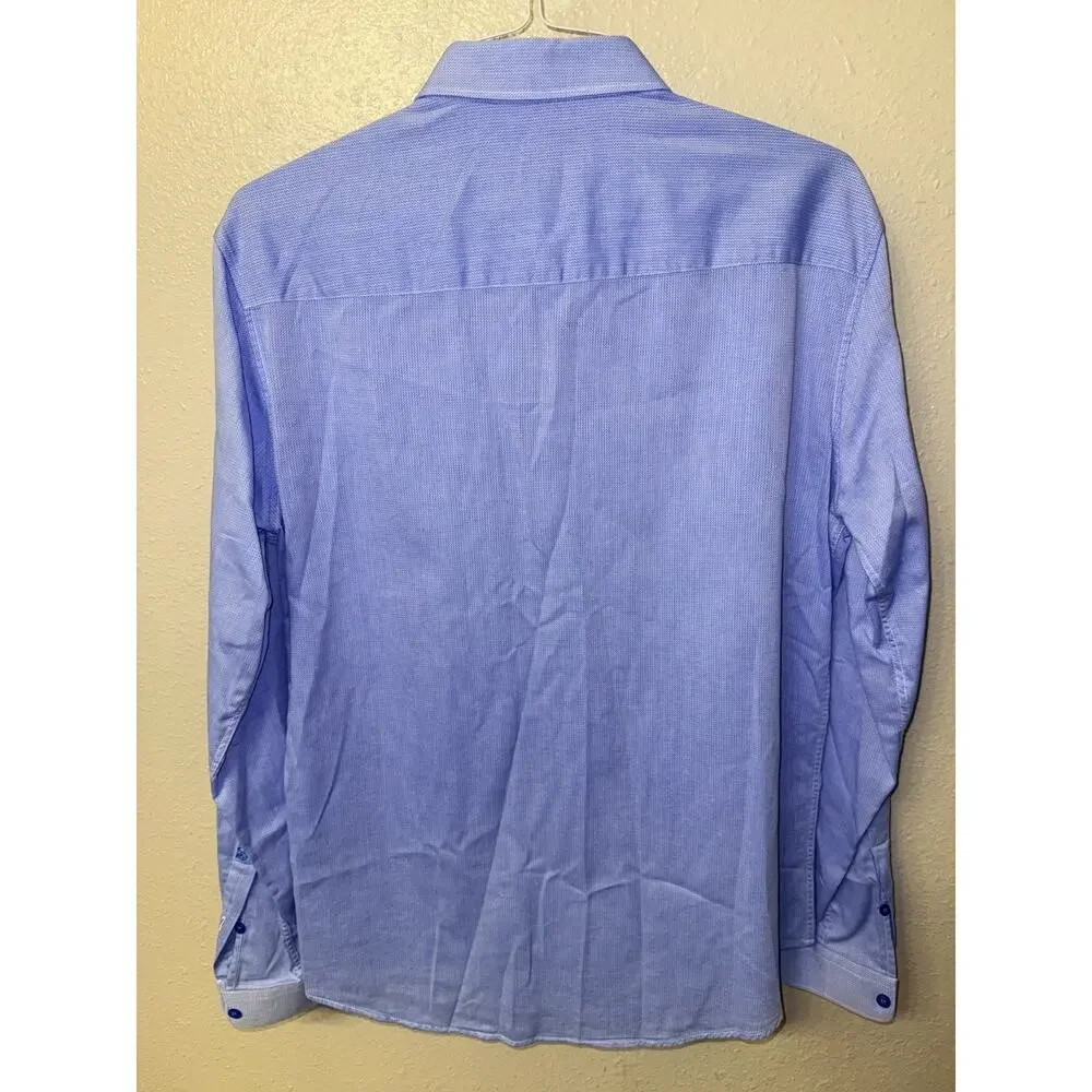 Gianni Versace Collection Trend Men’s Size-M Blue Textured Dress Shirt - Picture 5 of 8